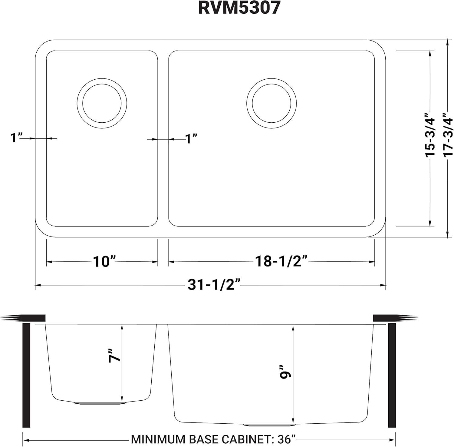 Ruvati 35-inch Drop-in Double Bowl Stainless Steel Kitchen Sink