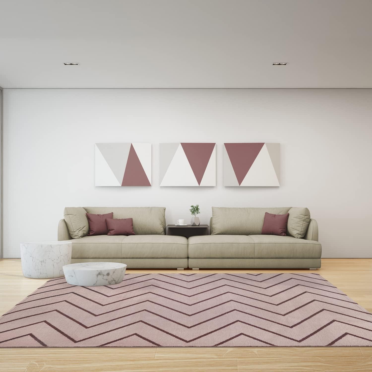 Kent Modern Chevron Zig-Zag Indoor/ Outdoor Area Rug By Haus & Home Beige