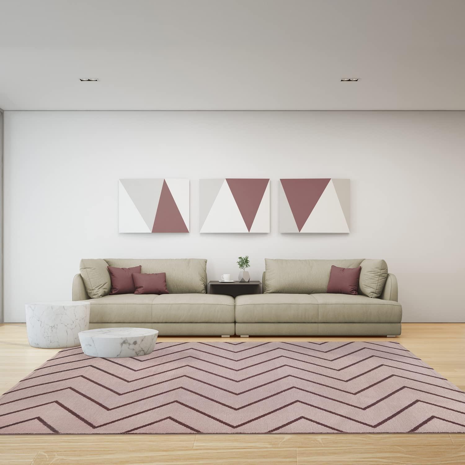 Kent Modern Chevron Zig-Zag Indoor/ Outdoor Area Rug By Haus & Home Beige