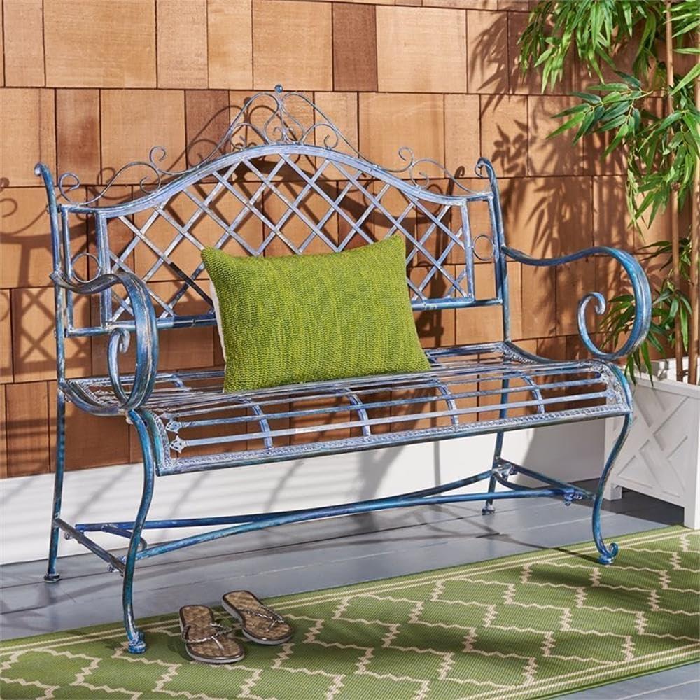 Abner Wrought Iron 45.75 Inch W Outdoor Garden Bench  - Safavieh