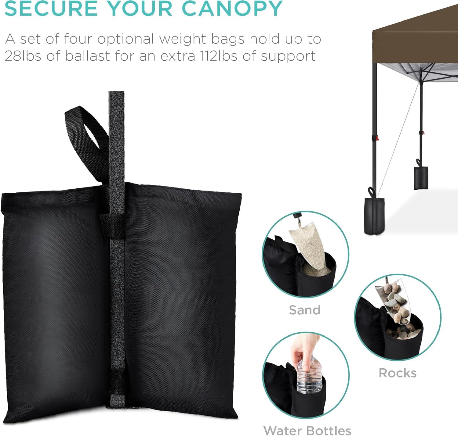 Best Choice Products Best Choice Products Easy Setup Pop Up Canopy W/ 1-Button Setup, Wheeled Case, 4 Weight Bags