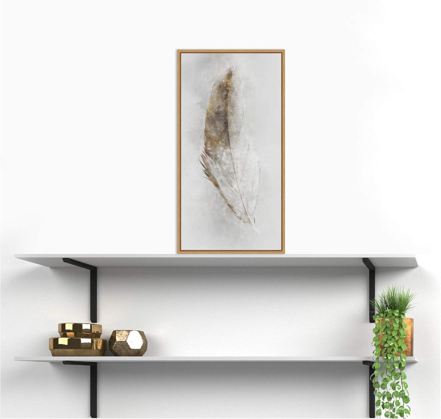 Amanti Art Golden Feather II by Ken Roko Canvas Wall Art Print Framed 14 x 27-in.