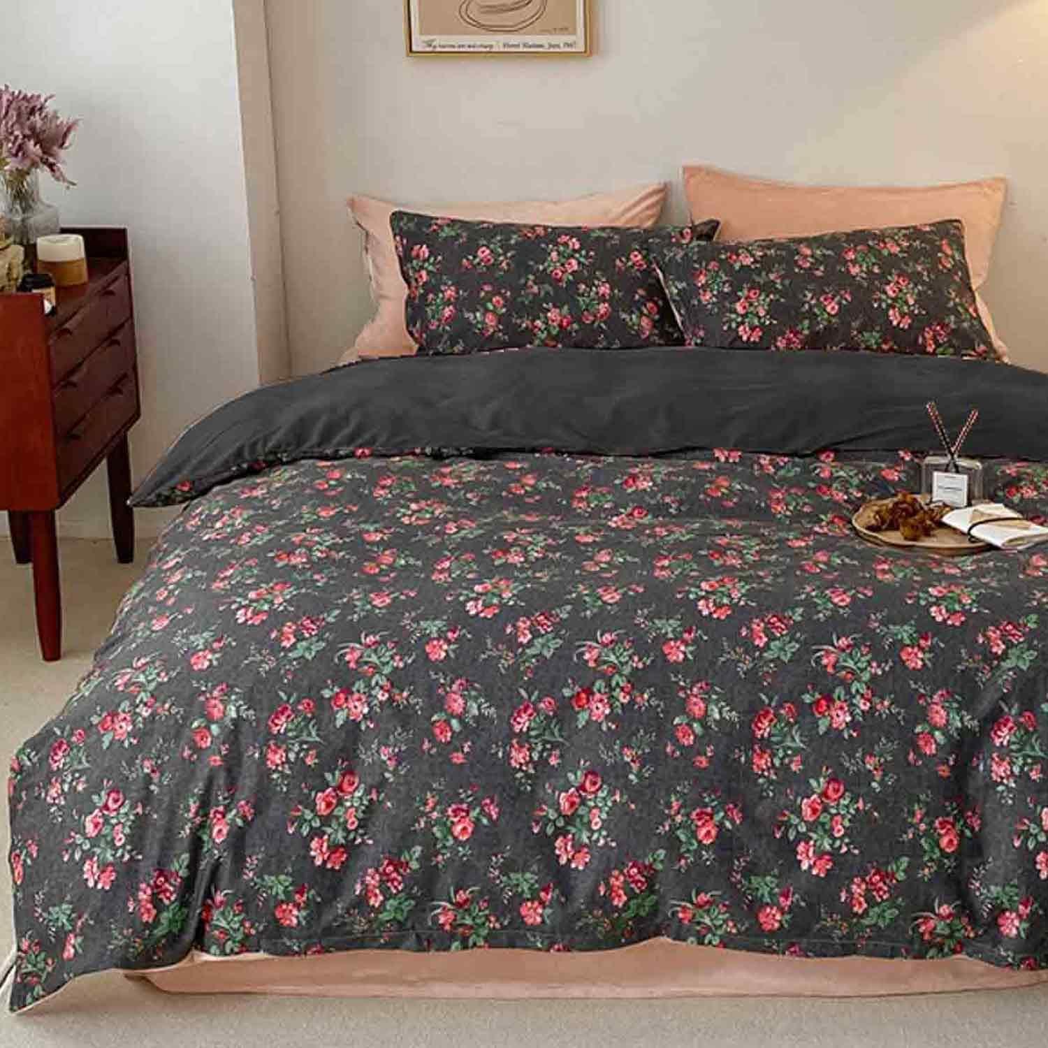 Nanko Bedding Duvet Cover Set Queen, 3 Pieces – 800-Thread Floral Microfiber Down Comforter Quilt Cover Zipper & Tie for Women & Men’s Bedroom, Luxury Guestroom Decor -Teal