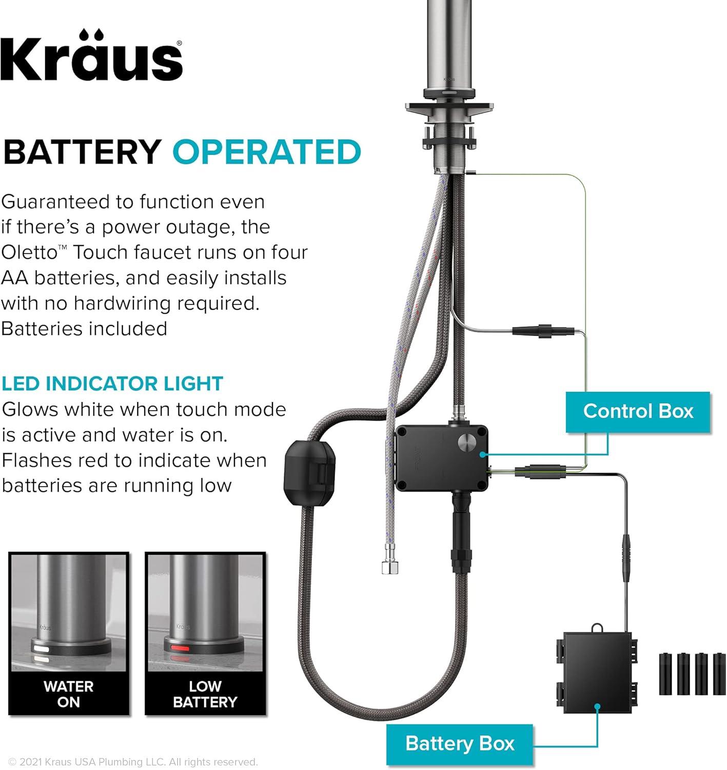 Kraus OlettoTall Modern Single-HandleTouch Kitchen Sink Faucet with Pull Down Sprayer in Spot Free Stainless Steel