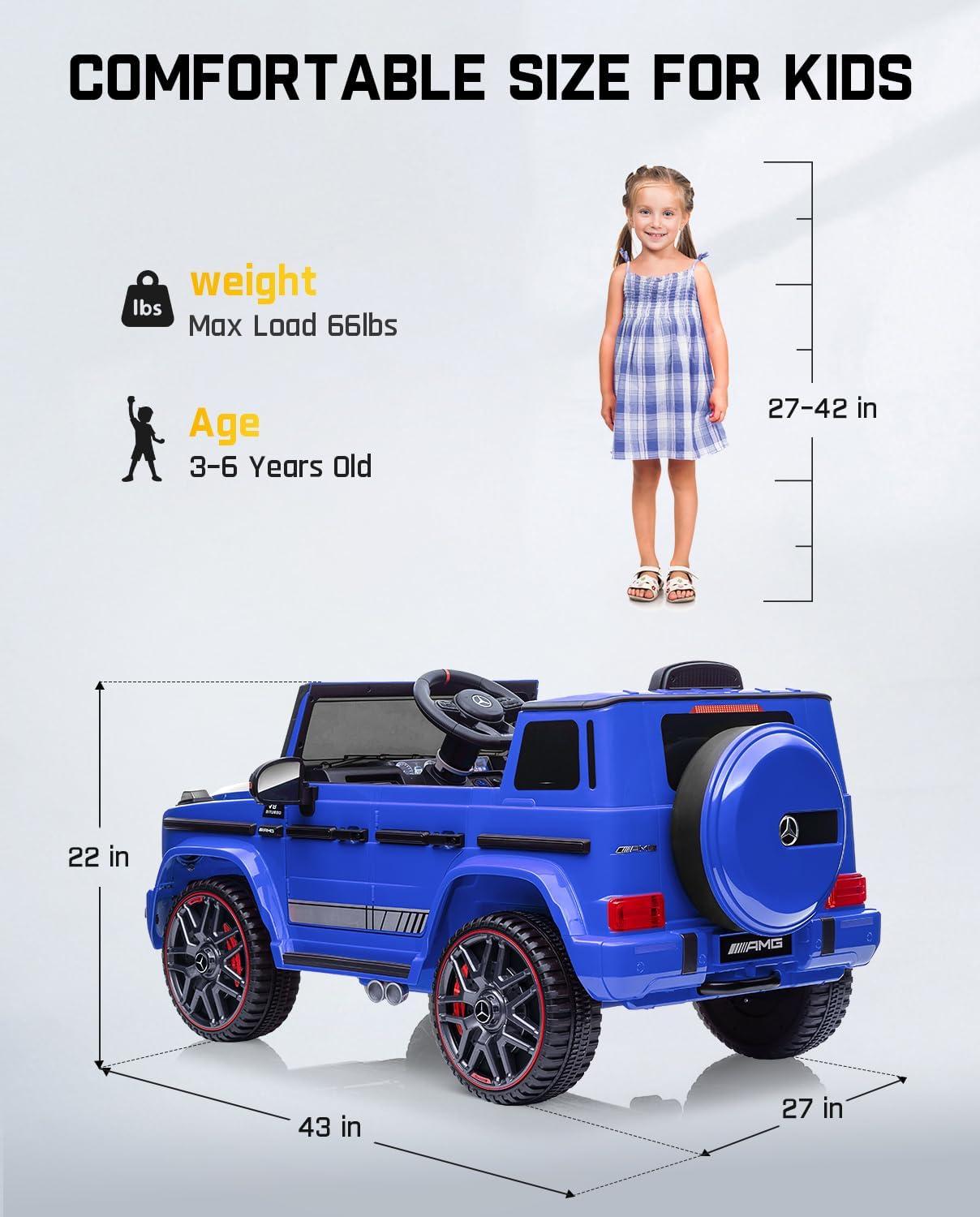 Blue 12V Mercedes-Benz G63 Licensed Ride-On SUV with Remote Control