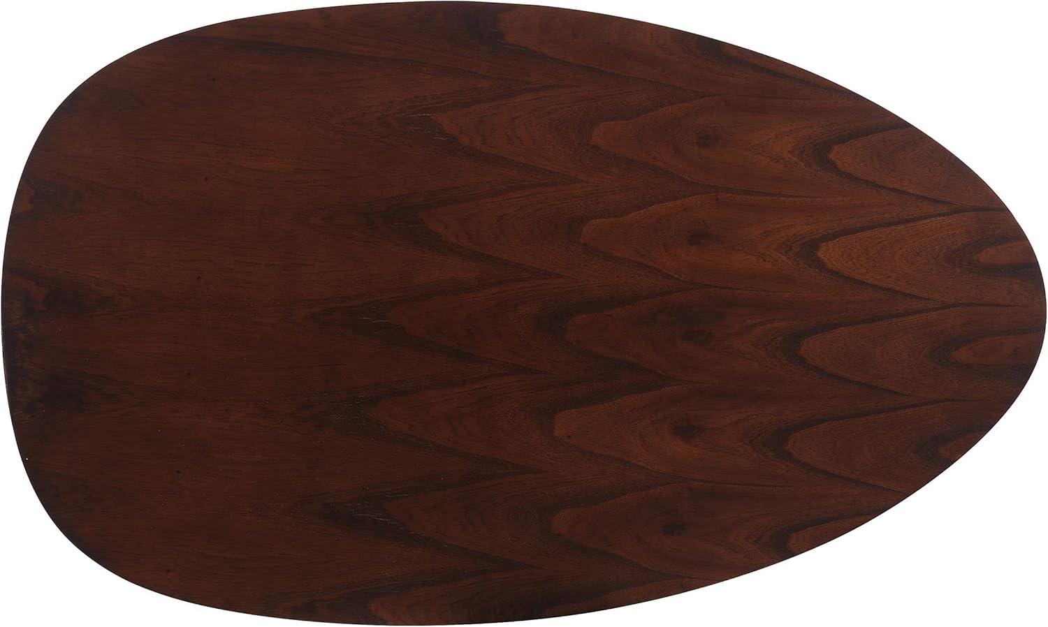 Mid-Century Modern Oval Walnut Wood Coffee Table, 48.5"