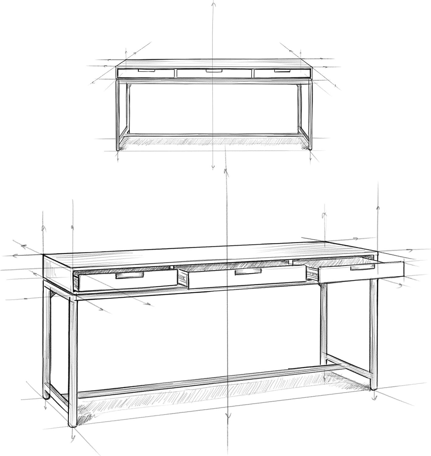 Simpli Home Banting Mid Century Wide Desk In Walnut Veneer