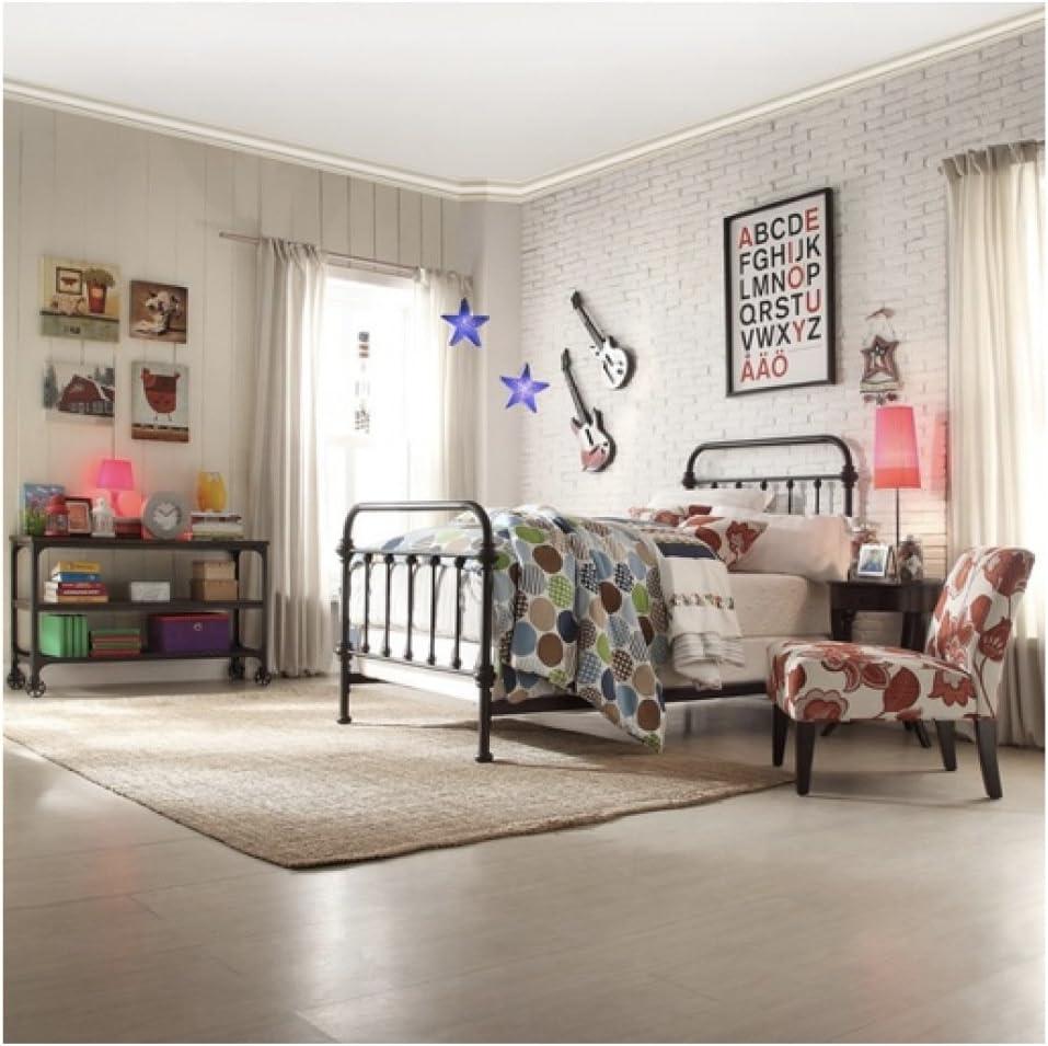 Wrought Iron Bed Frame Dark Bronze Metal Queen Size USA Vintage Look Shabby Chic French Country (Queen)