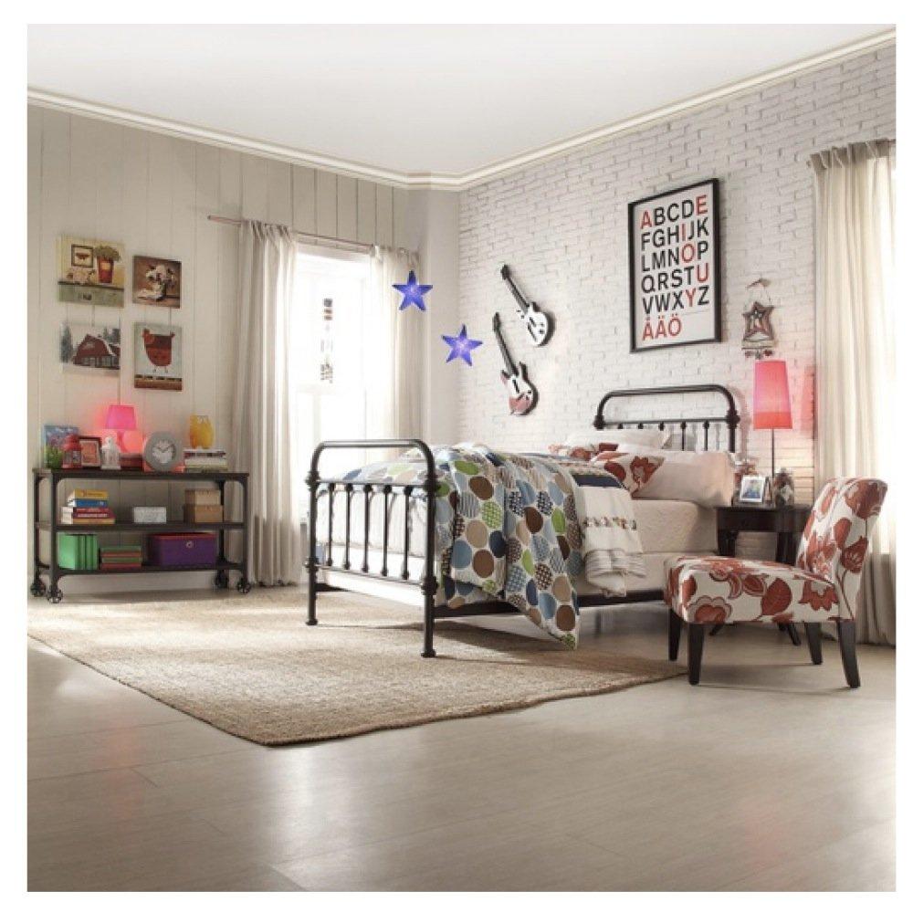 Wrought Iron Bed Frame Dark Bronze Metal Queen Size USA Vintage Look Shabby Chic French Country (Queen)