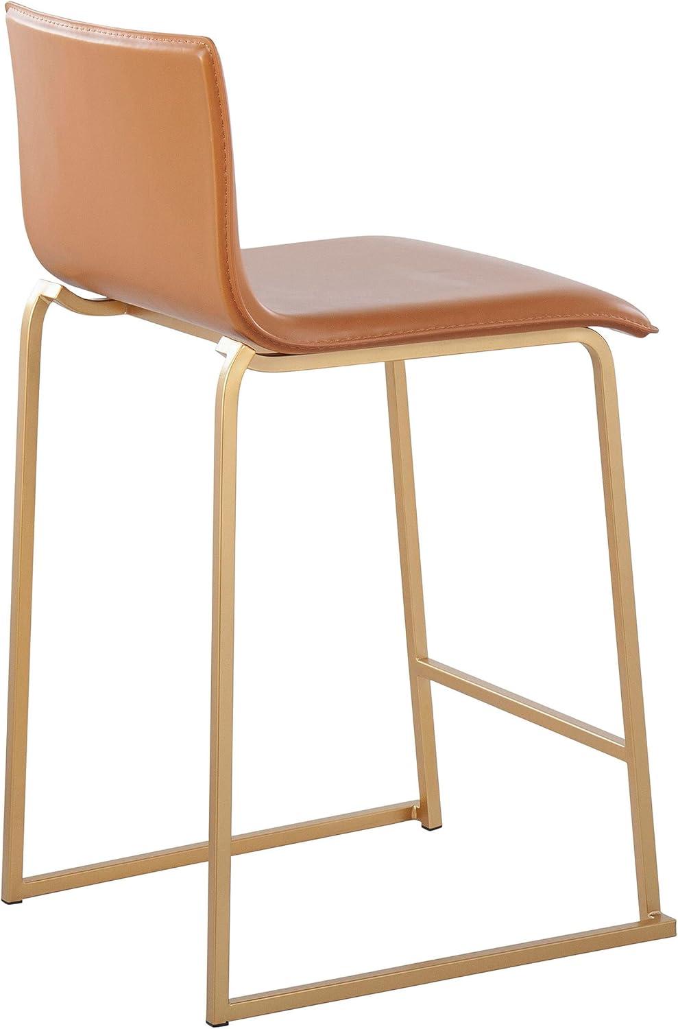 Set of 2 26" Mara Contemporary Counter Height Barstools Gold/Camel - LumiSource: Upholstered, Steel Frame, Fixed Height