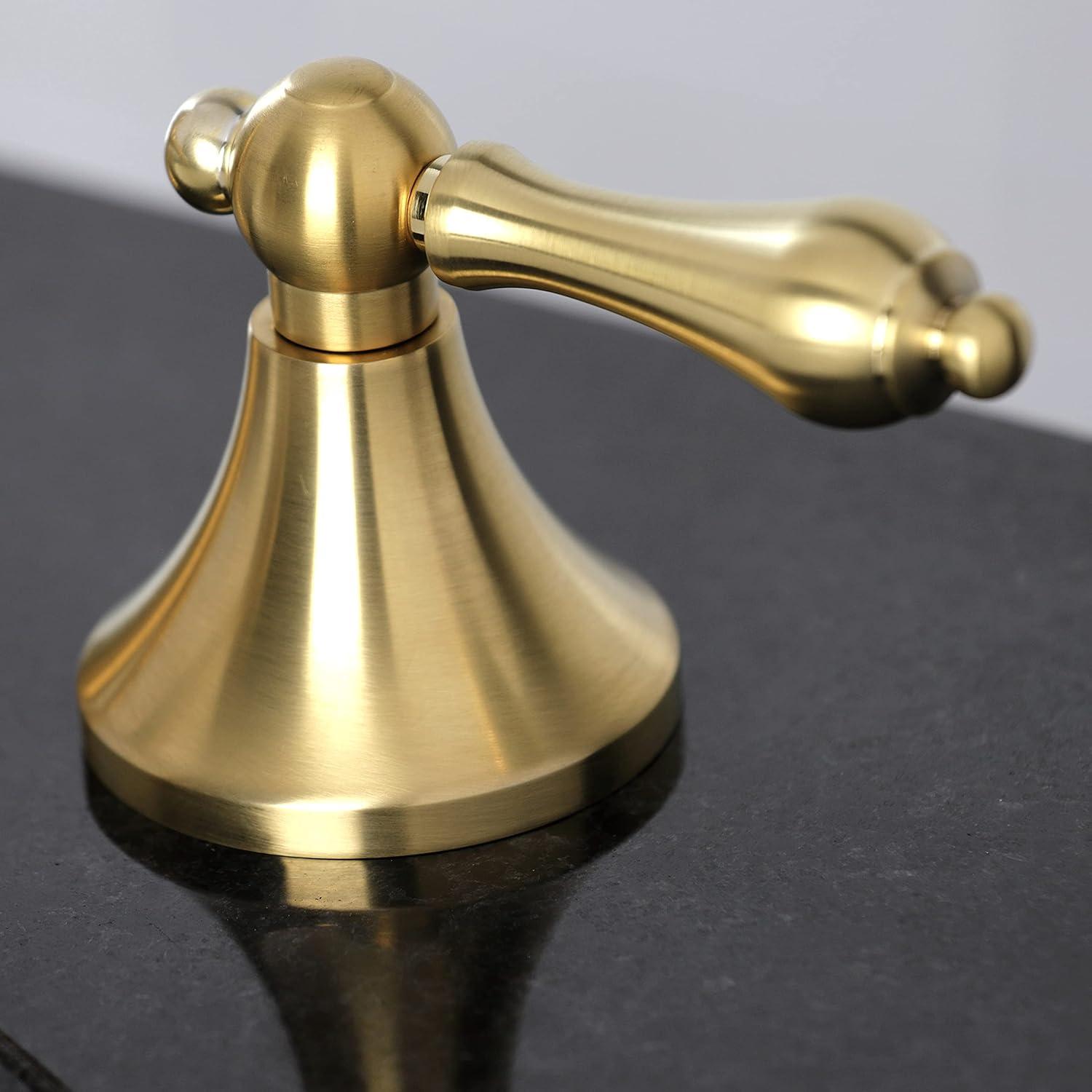 Kingston Brass Vintage Two-Handle 3-Hole Deck Mount Widespread Bathroom Faucet with Brass Pop-Up Drain