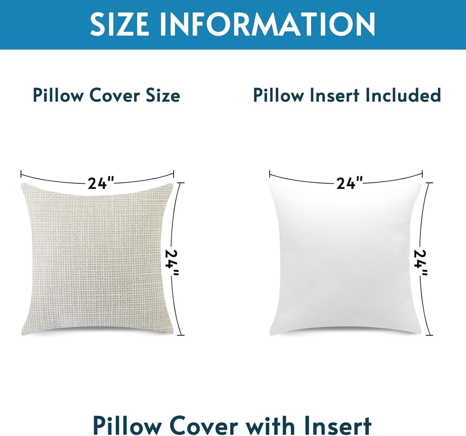 Unique Bargains Solid Indoor Linen Decorative Throw Pillow Cover 2 Pcs Beige 24" x 24"