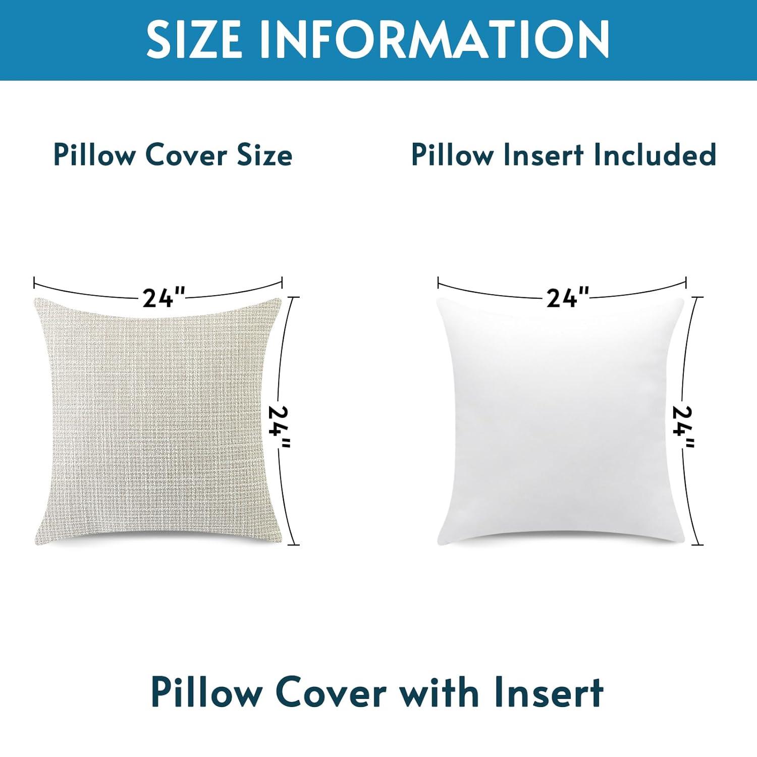 Unique Bargains Solid Indoor Linen Decorative Throw Pillow Cover 2 Pcs Beige 24" x 24"