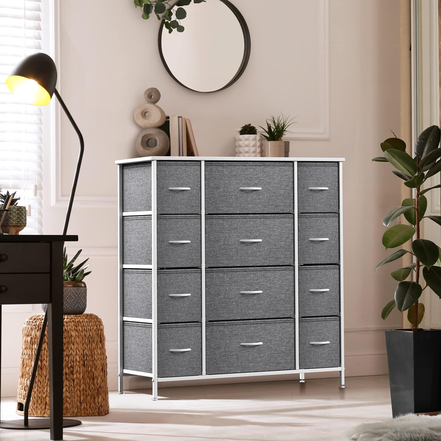 Sorbus Sorbus 12 Drawers Dresser with Steel Frame and Wood Top