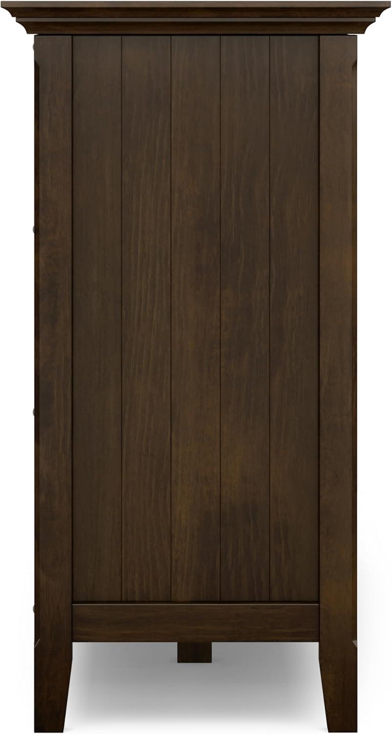 Simpli Home Bedford Transitional Solid Wood Storage Cabinet in Tobacco Brown