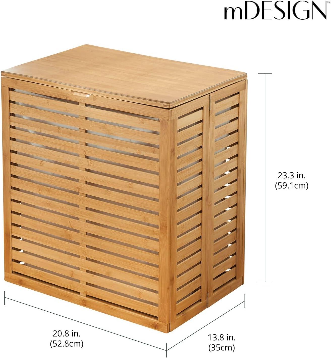 mDesign mDesign Bamboo Wood Foldable Laundry Basket Storage Organizer - Natural