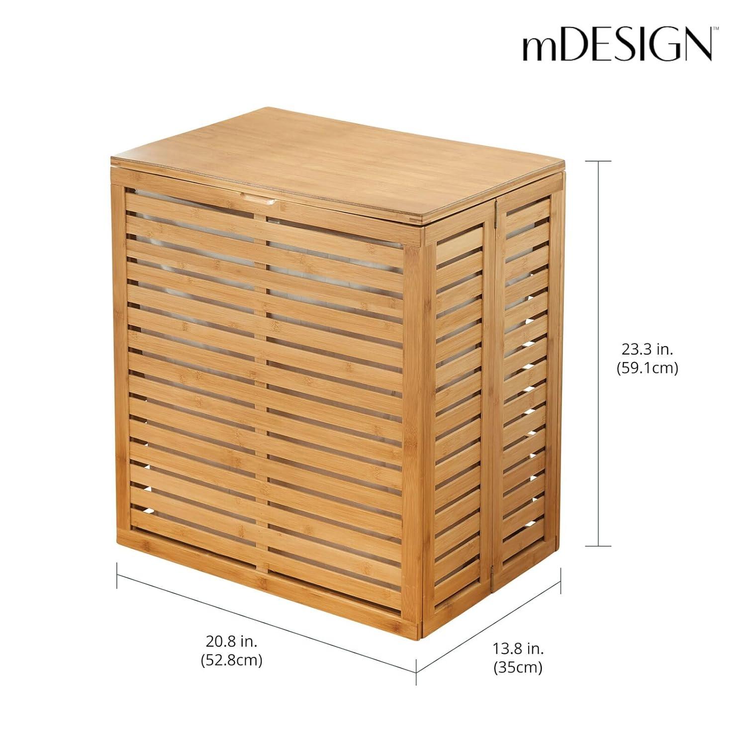 mDesign mDesign Bamboo Wood Foldable Laundry Basket Storage Organizer - Natural