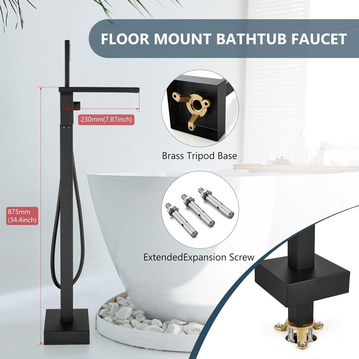 1 Handle Floor Clawfoot Tub Faucet with Diverter