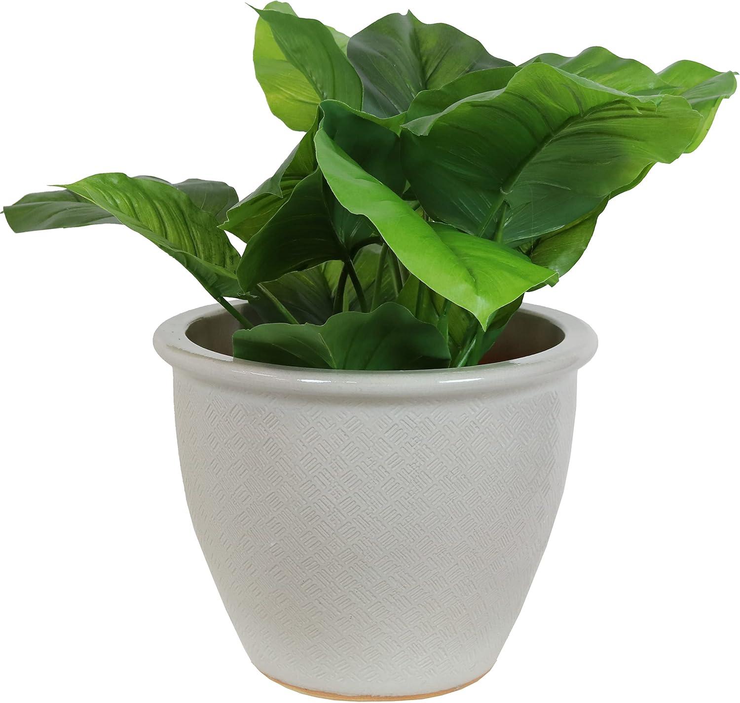 Pearl Finish Ocean Villa 15" Ceramic Planter with Drainage Holes