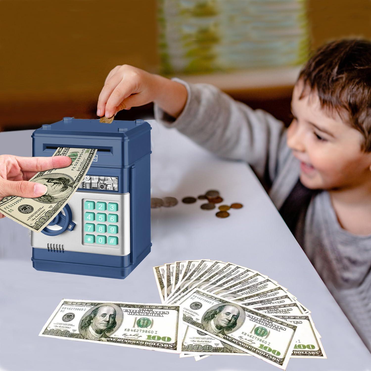 Lvelia Piggy Bank Cash Coin Can ATM Bank Electronic Coin Money Bank for Kids, Money Savings Box Large ATM Coin Bank Toys Gifts for 3-12 Year Old Boys Girls