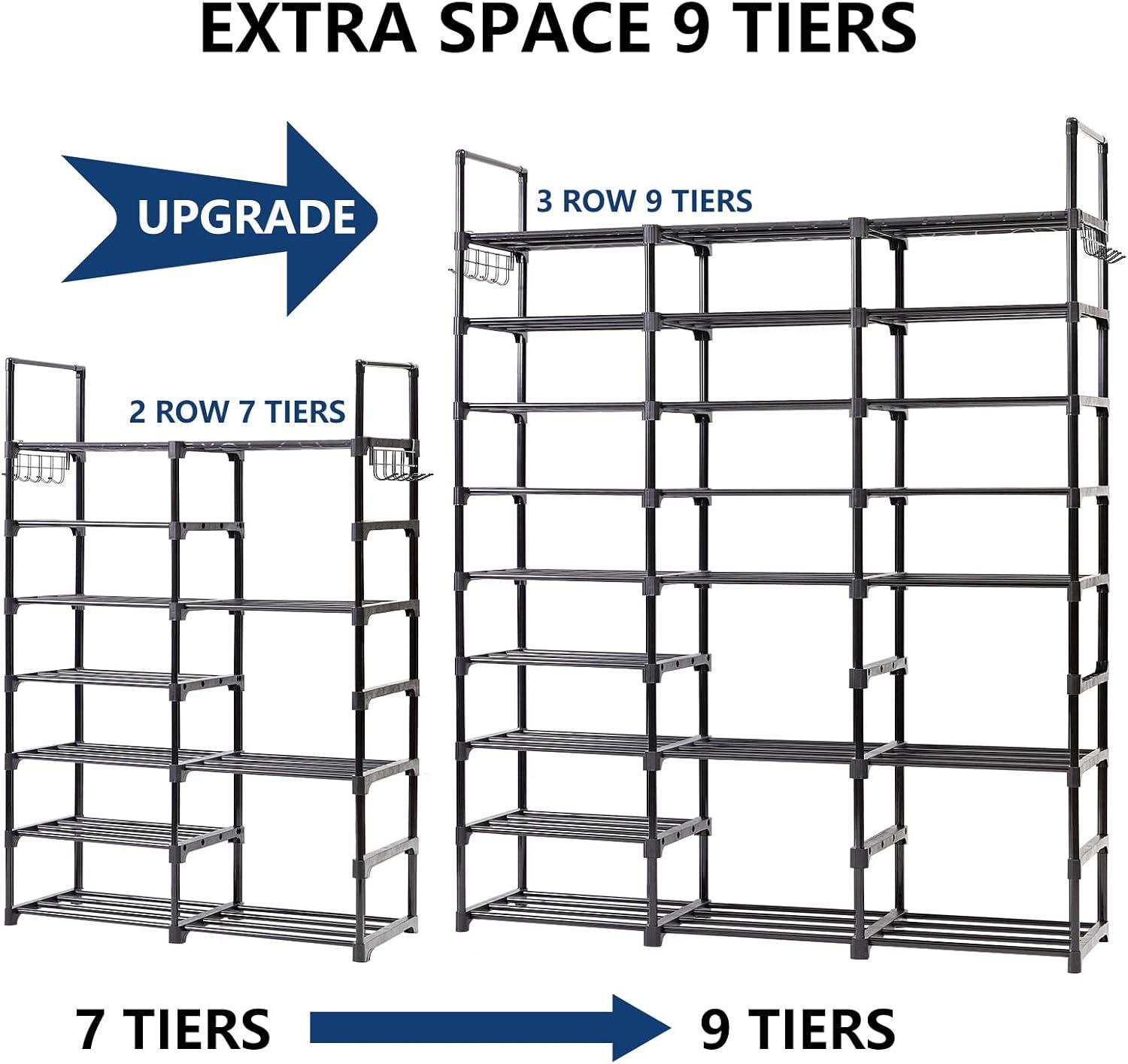 Mavivegue 9-Tier Black Metal Stackable Shoe Rack