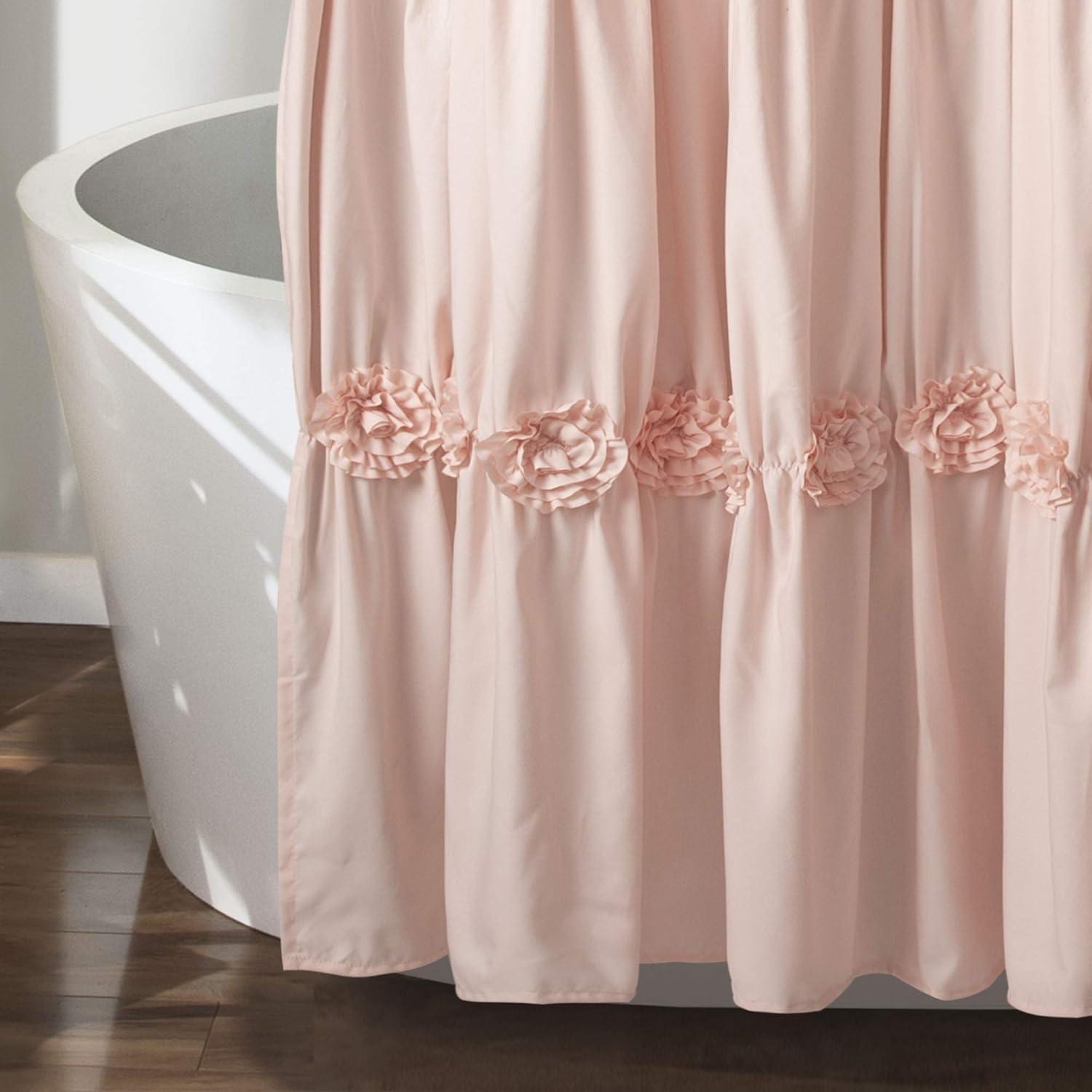 Lush Decor Darla Solid Shower Curtain, 72x72, Blush, Single