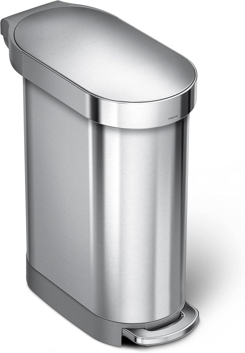 simplehuman 45 Liter / 12 Gallon Slim Hands-Free Kitchen Step Trash Can