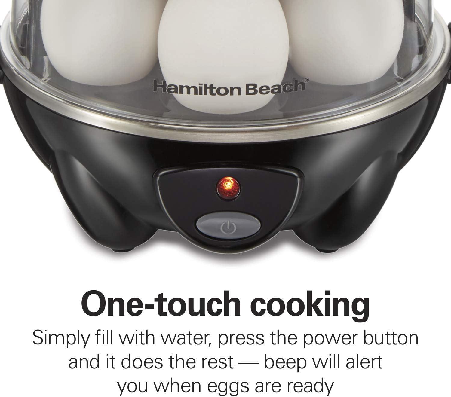 Hamilton Beach Rapid 14 Egg Cooker 25508: Electric Egg Boiler & Steamer, Hard Boiled & Poacher, 300W, Black