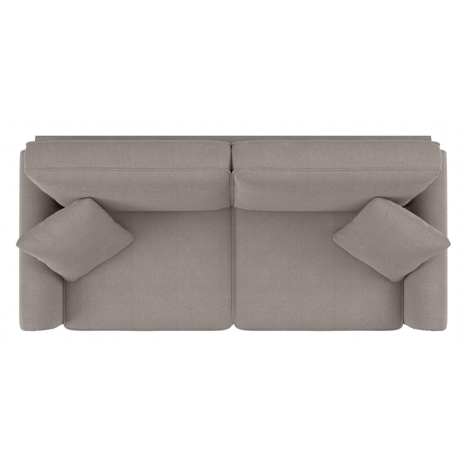 Bush Furniture 73 Inch Living Room Sofa, Pet-Friendly Couch with Fabric Upholstery and Nailhead Trim, Traditional, Coventry Collection, Beige Herringbone