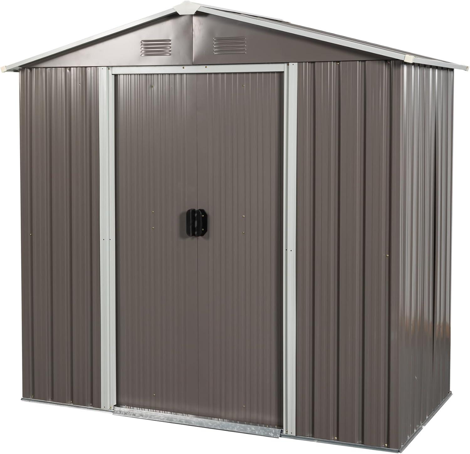 8ft x 4ft Outdoor Patio Metal Storage Shed with Vents,Sliding Doors and Padlock