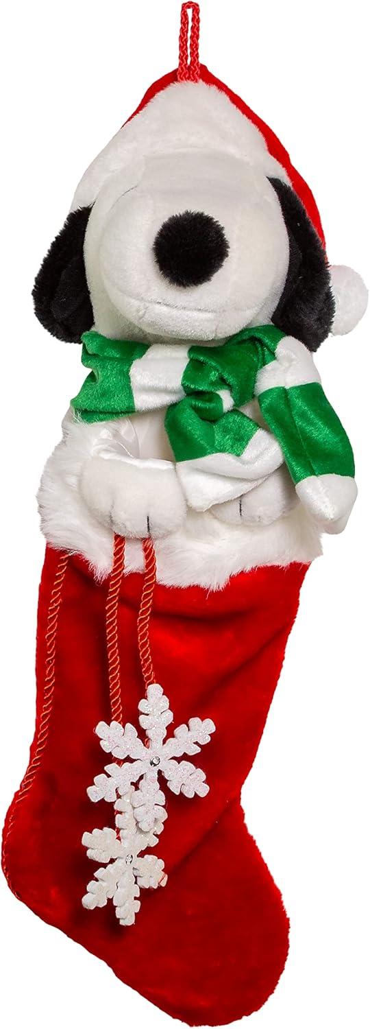Kurt Adler 21-Inch Snoopy Plush Head Stocking with Snowflake Dangles