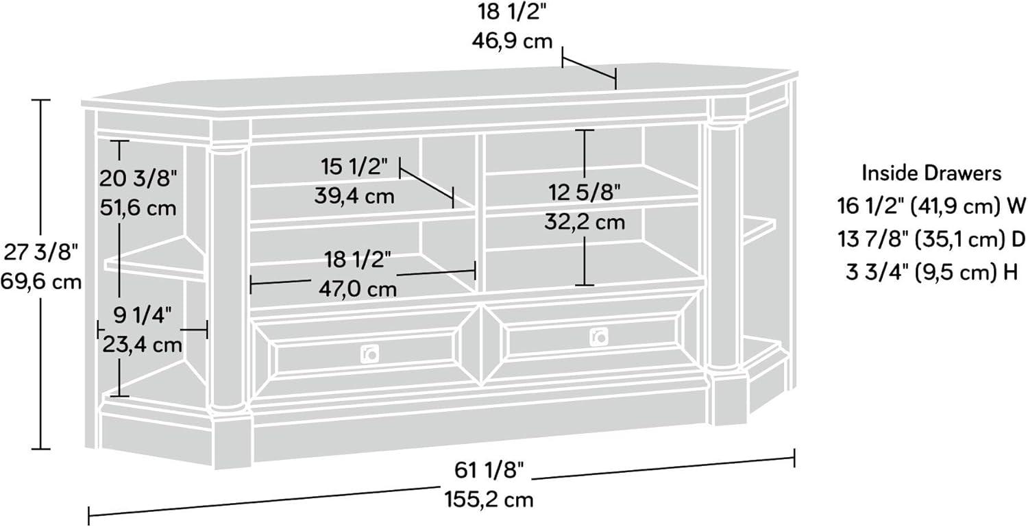 Palladia Corner TV Stand for TVs up to 60" Dark Brown - Sauder: Mid-Century Modern Entertainment Center with Storage