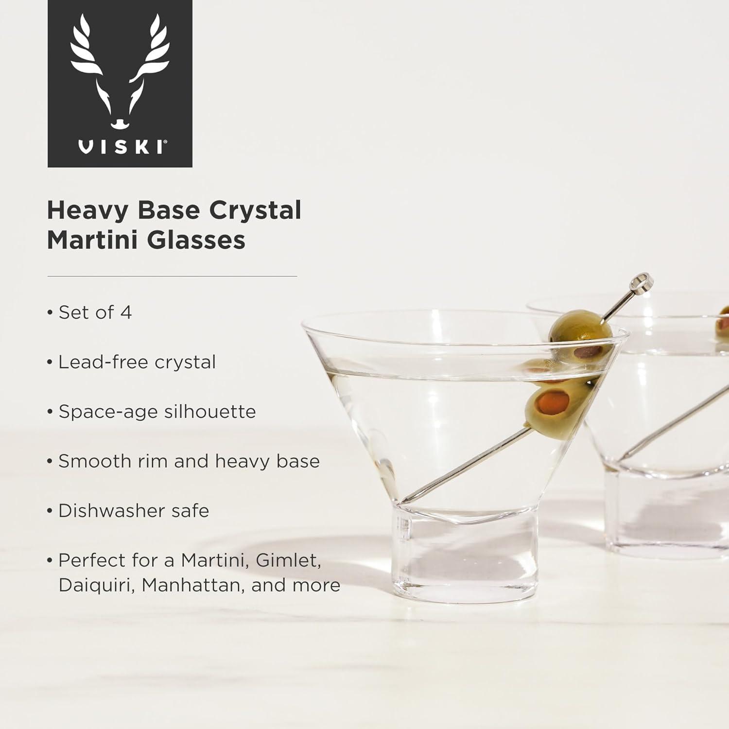 Raye Heavy Base Crystal Stemless Martini Glasses