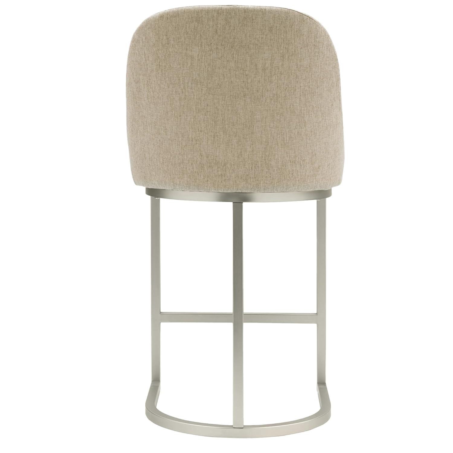 Leick Home Barrelback Counter Stool with Oatmeal Seat and Pewter Metal Base, Set of 4