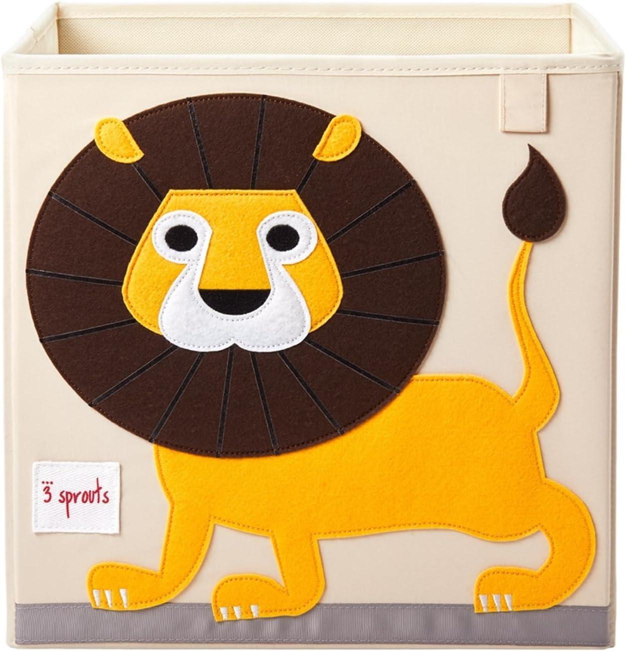 Lion Themed Yellow-Brown Foldable Fabric Storage Cube