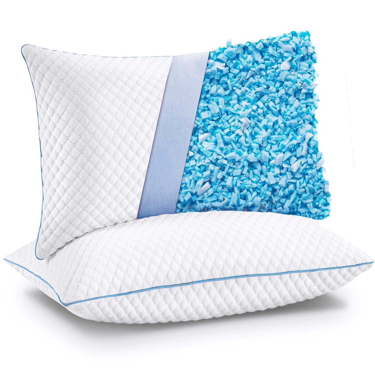 Arsny Cooling Queen Shredded Memory Foam Bed Pillows - Gel-Infused (2 Count)