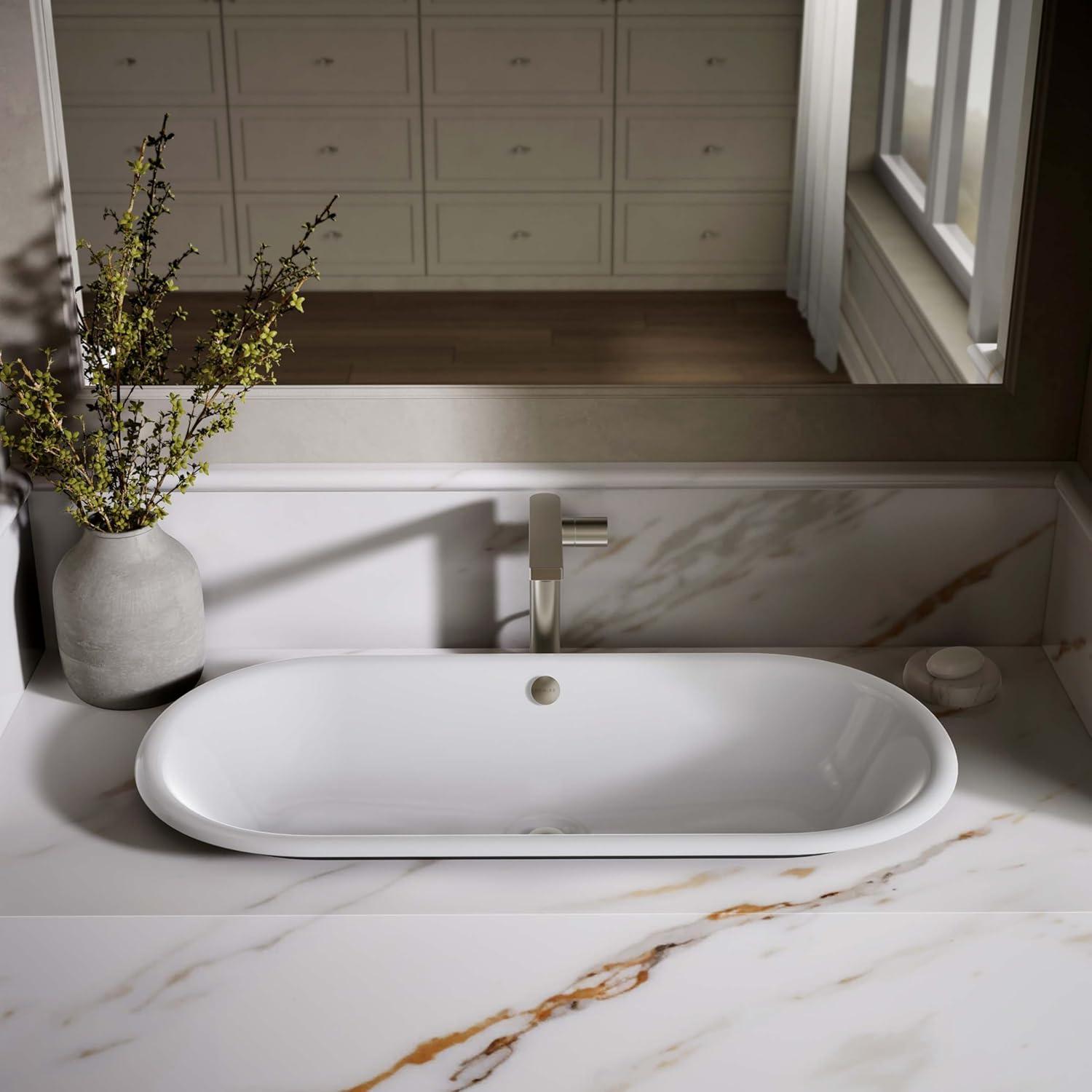 Iron Plains Capsule Vessel/Drop-In/Under-Mount Bathroom Sink with Iron Gate Painted Underside