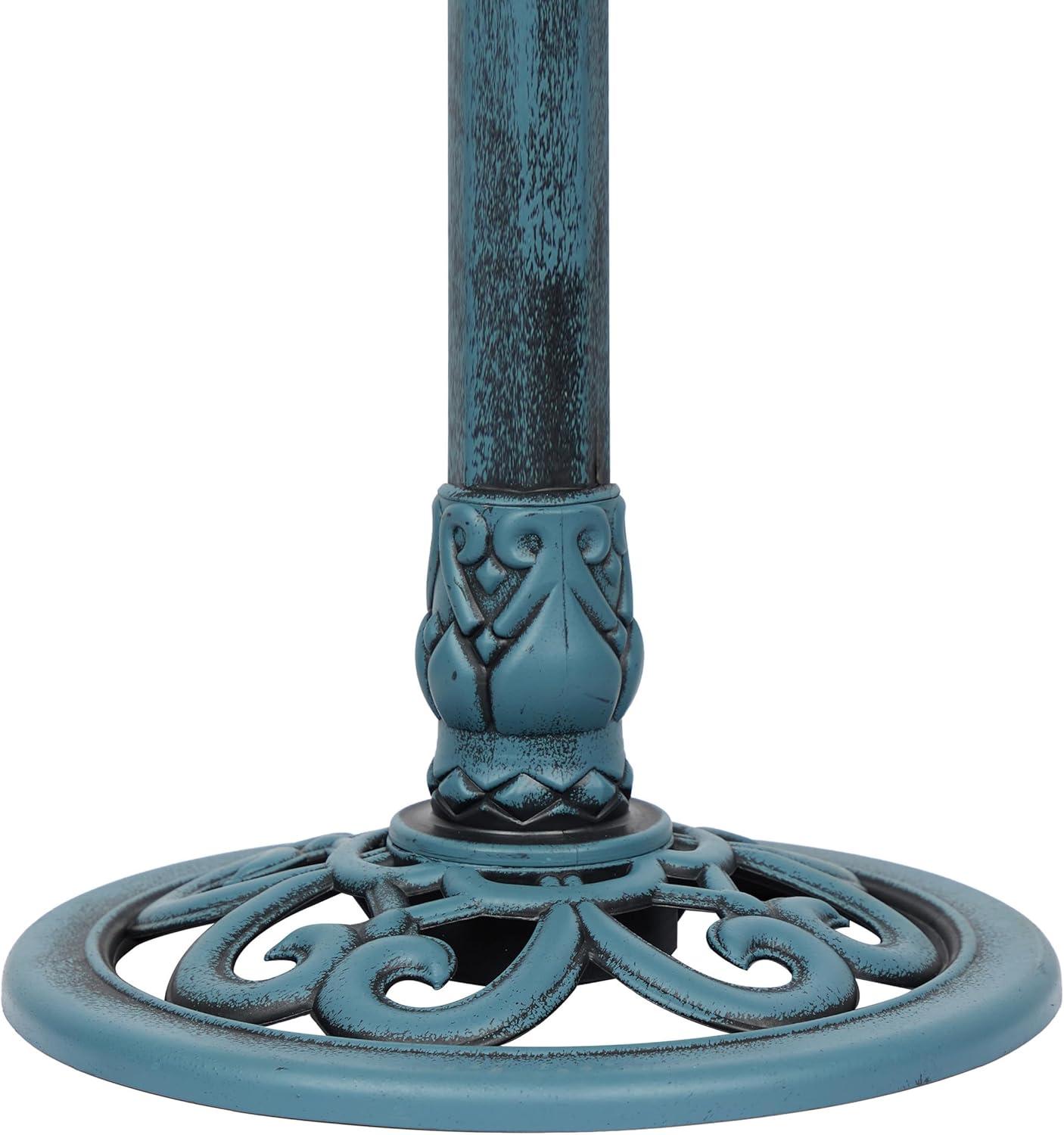 Alpine Pedestal Birdbath with Scrollwork Base and Stakes