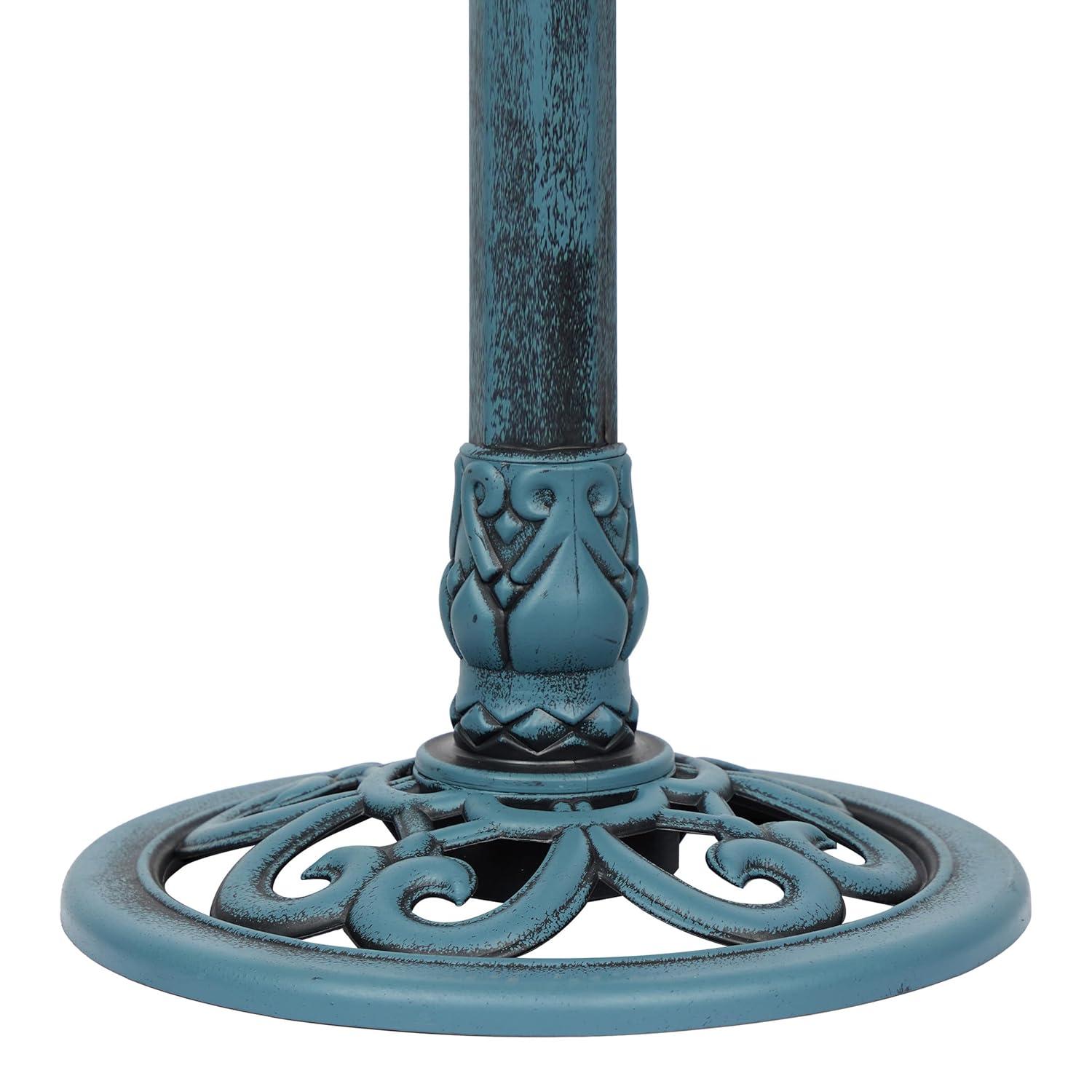 Alpine Pedestal Birdbath with Scrollwork Base and Stakes