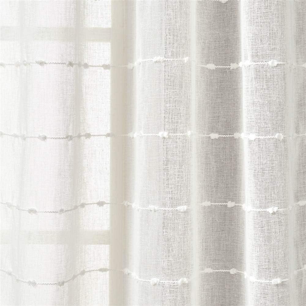 Farmhouse Textured Sheer Polyester Sheer Curtain Pair (Set of 2)