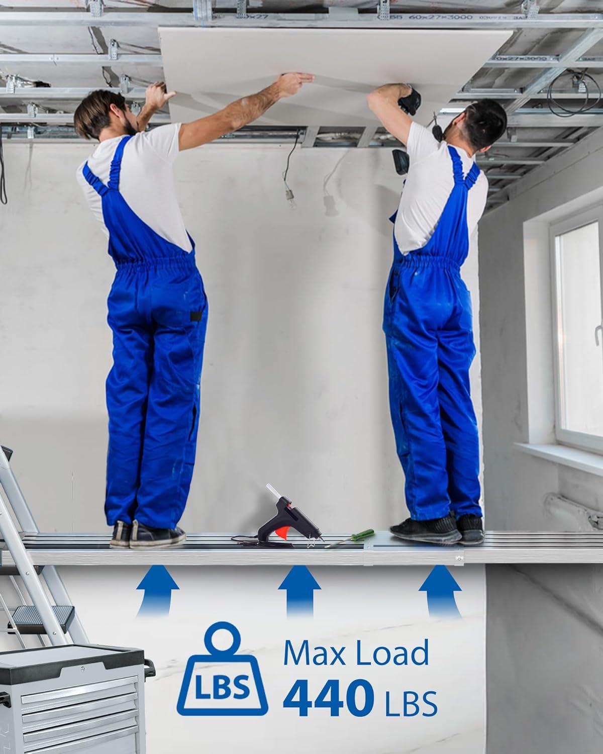 6-9ft Telescoping Plank, Aluminum Work Plank, 440lbs Capacity, Aluminum Scaffolding Plank with Skid-Proof Platform Scaffold Ladder Accessory