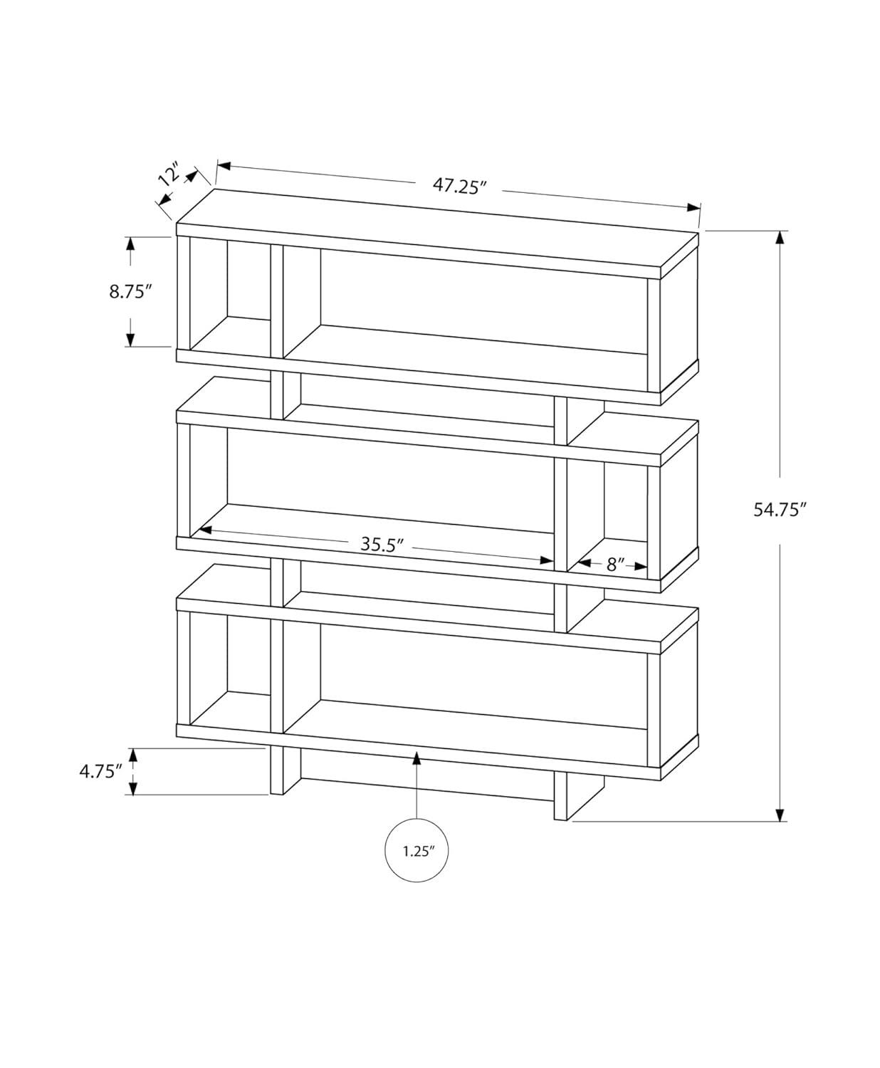 Monarch BOOKCASE - 55"H / WHITE MODERN STYLE