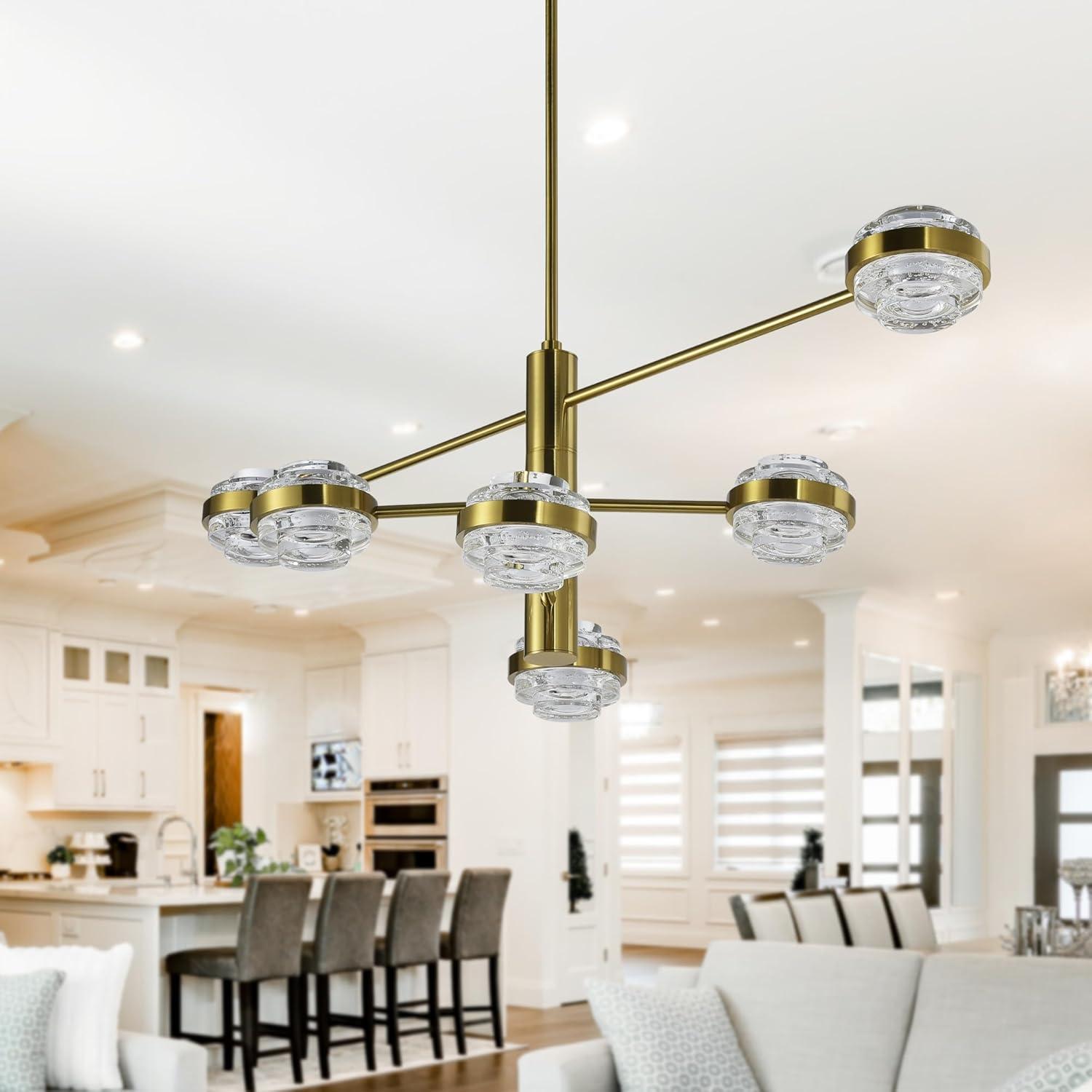 Milano 40" Antique Brass and Crystal LED Chandelier