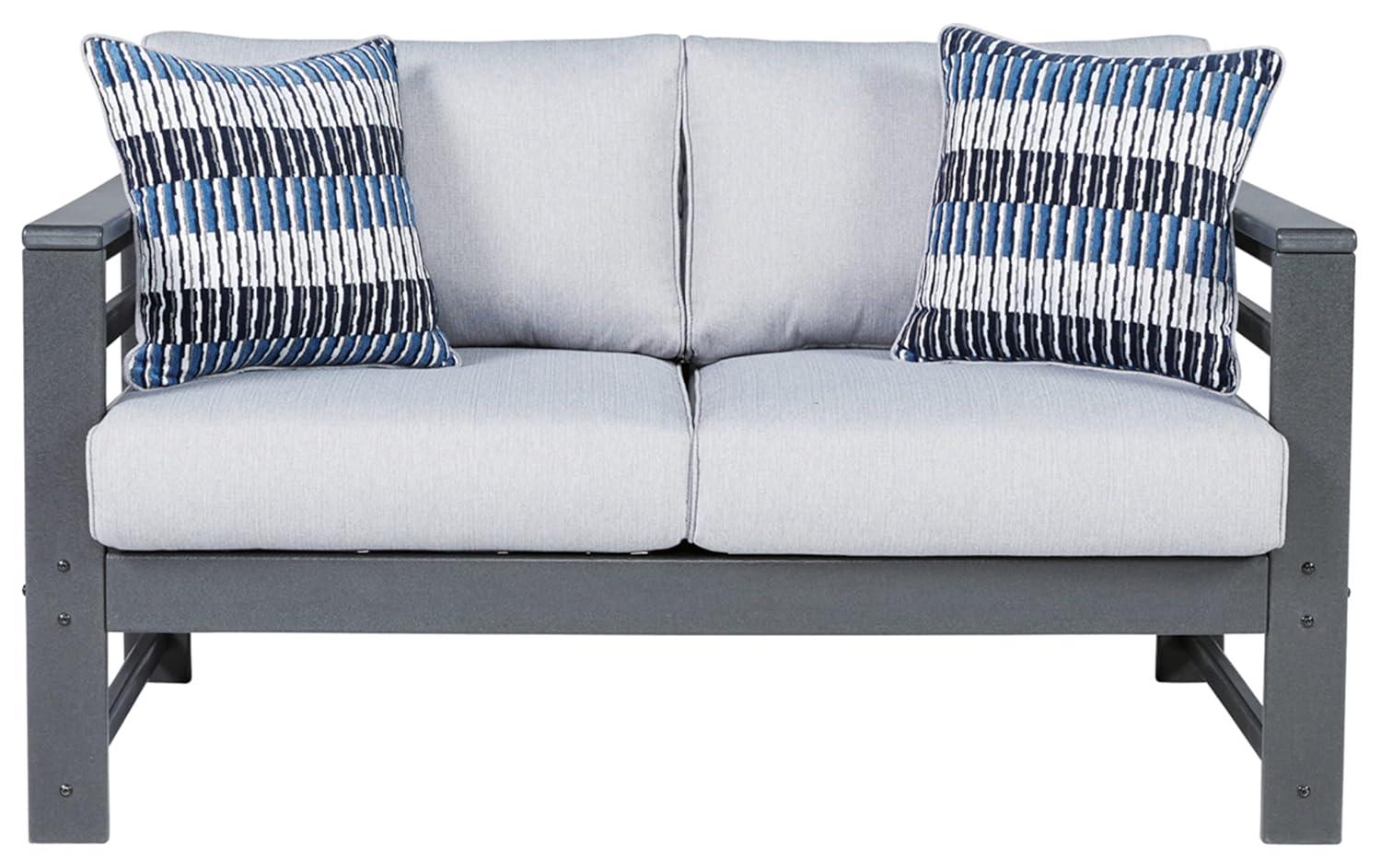 Signature Design by Ashley Casual Amora Outdoor Loveseat with Cushion  Charcoal Gray