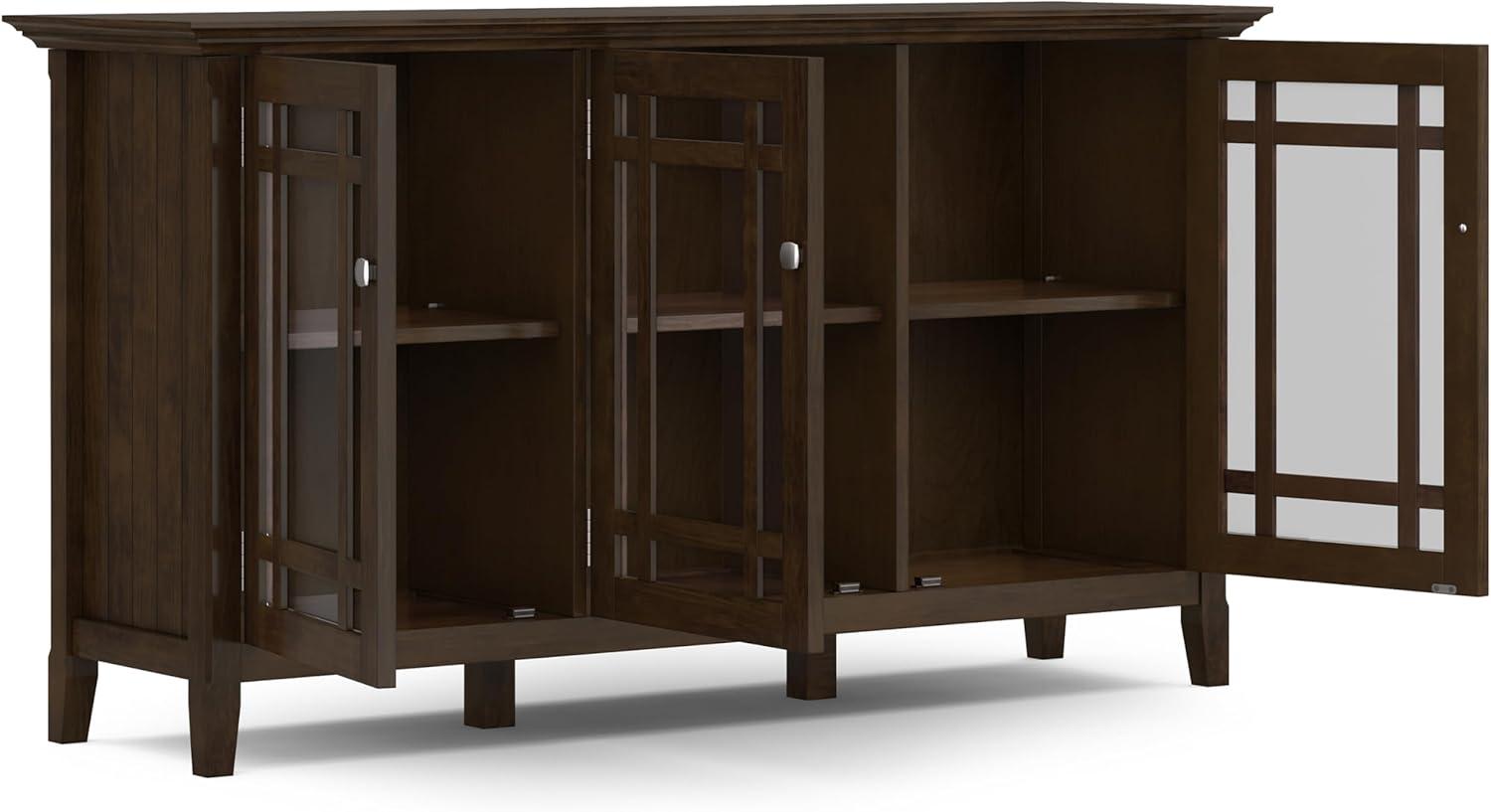 Simpli Home Bedford Transitional Solid Wood Storage Cabinet in Tobacco Brown