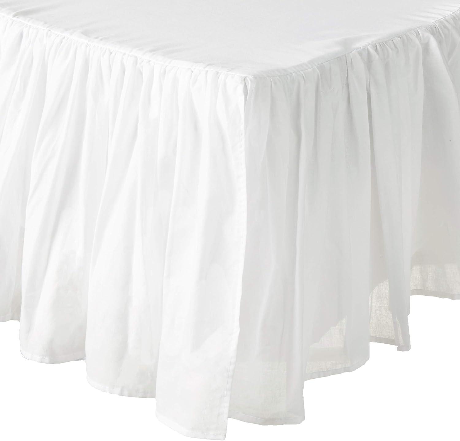 Greenland Home Fashion Cotton Voile Bed Skirt 18", White Queen