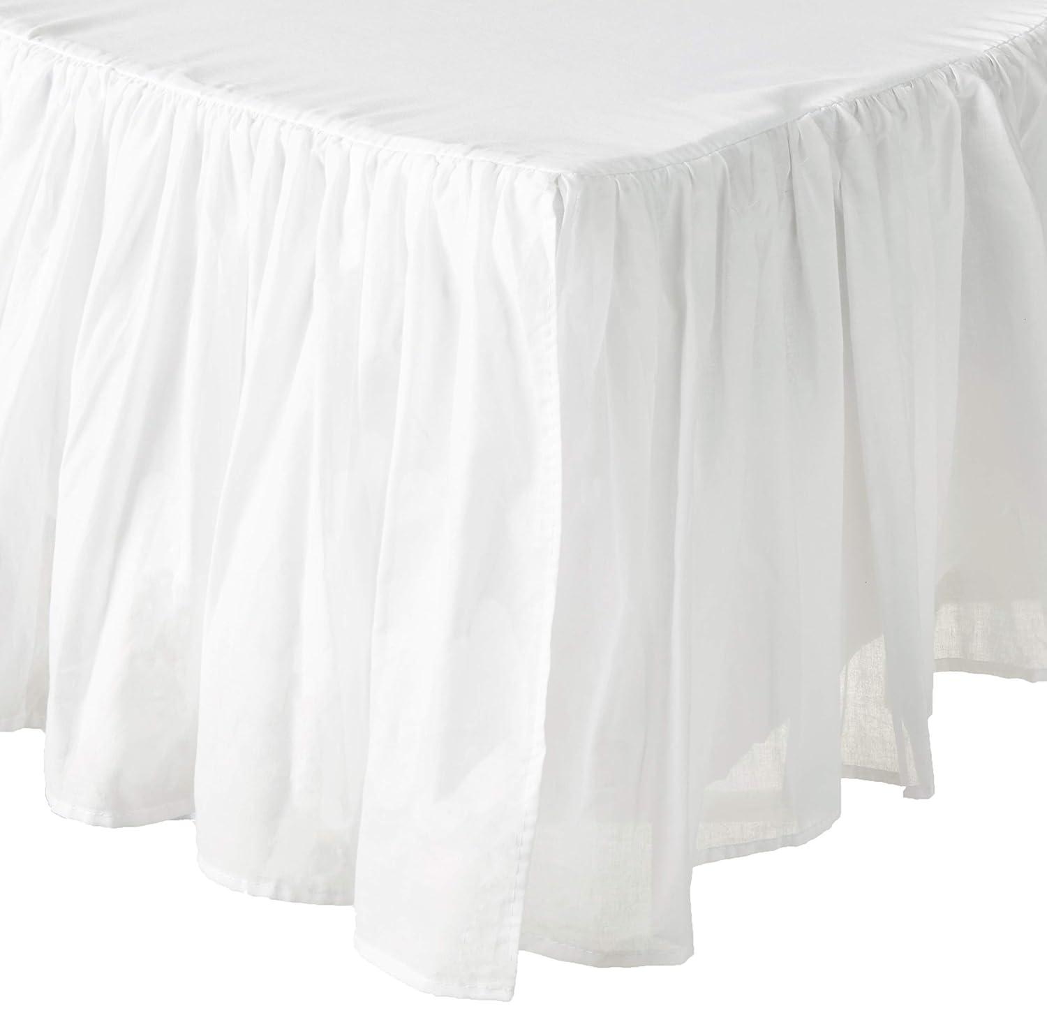 Greenland Home Fashions 1109CBSF Cotton Voile White Full Bed Skirt 18"