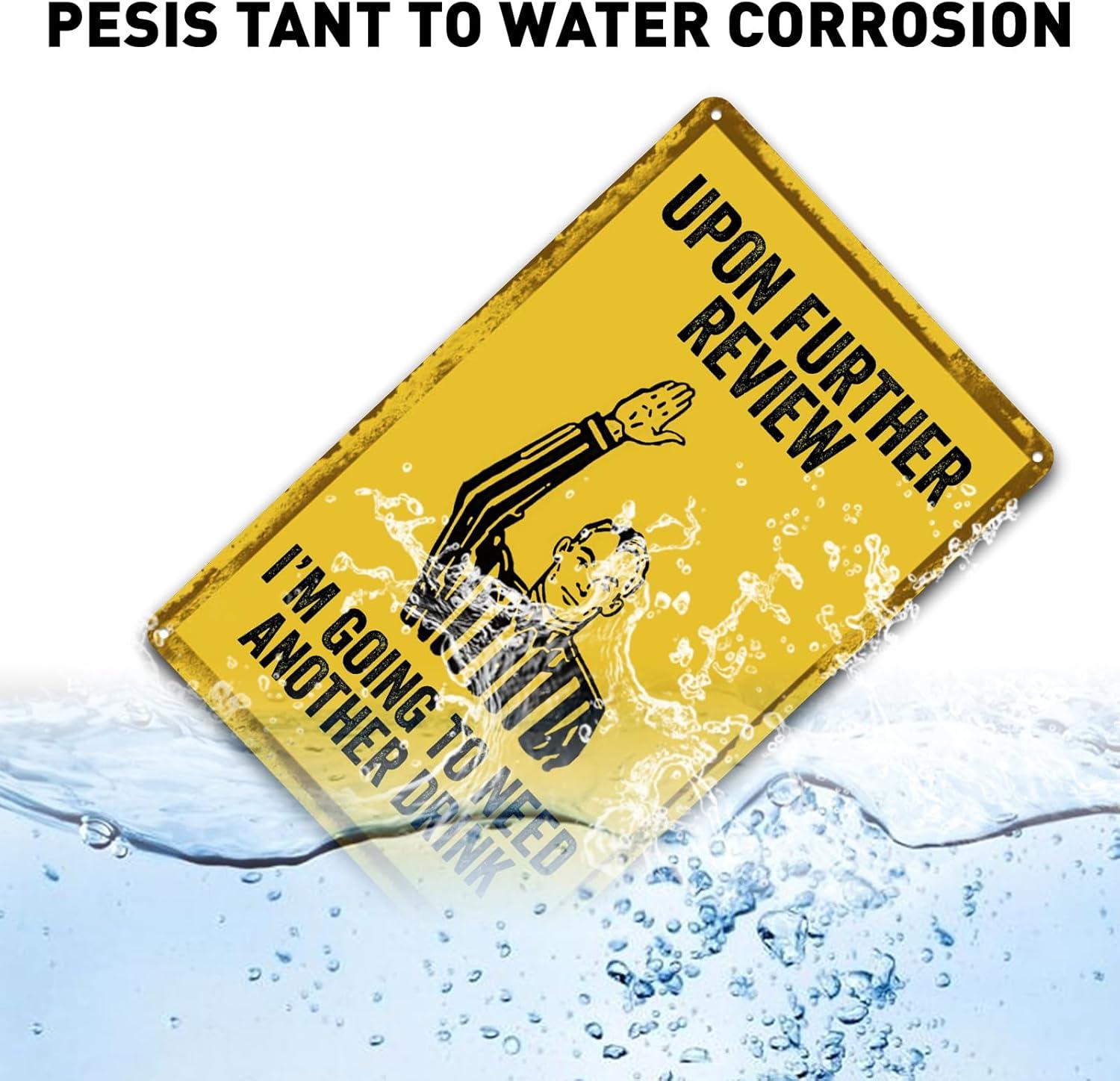 Upon Further Review I'm Going To Need Another Drink - 12" x 8" Funny Tin Football Sign, Man Cave Garage Home Sports Bar Pub Decor