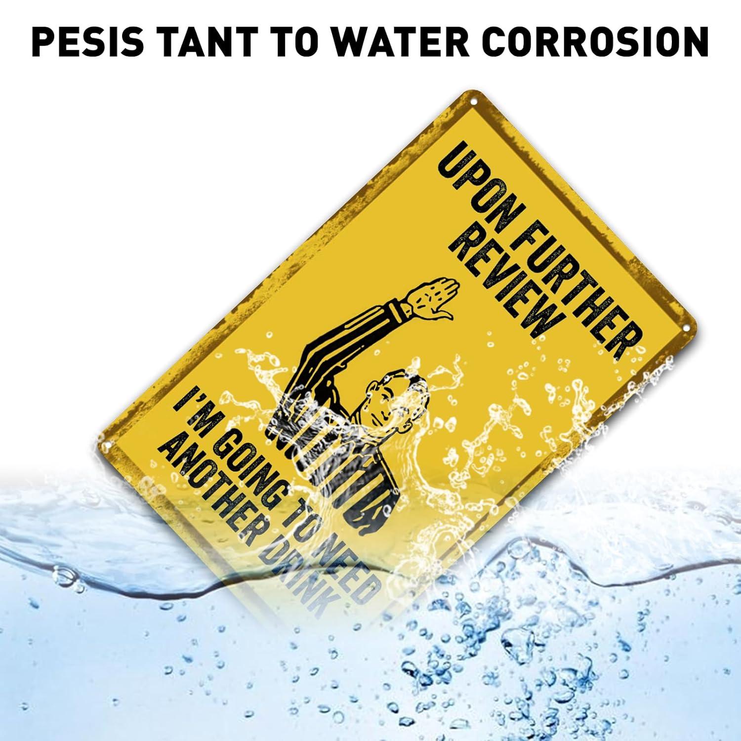 Upon Further Review I'm Going To Need Another Drink - 12" x 8" Funny Tin Football Sign, Man Cave Garage Home Sports Bar Pub Decor