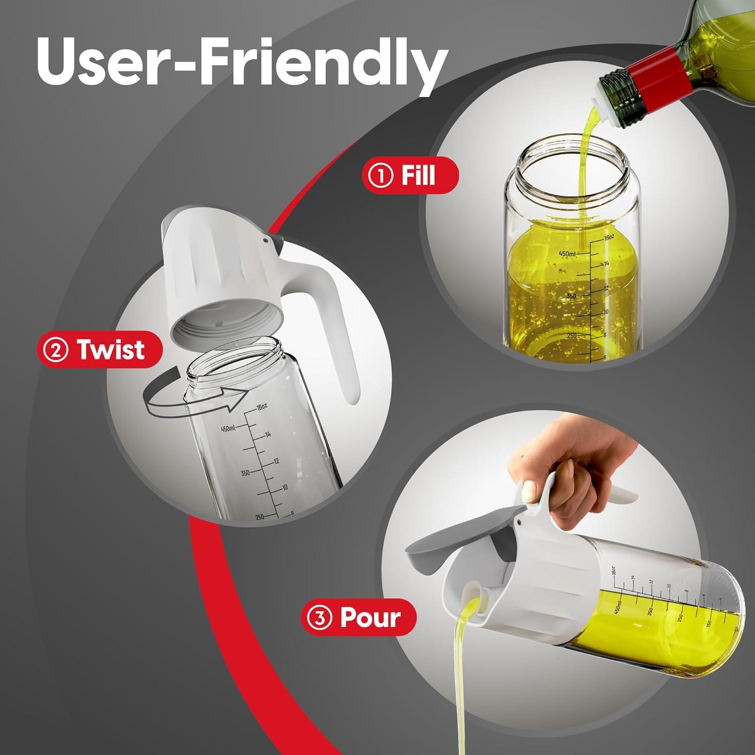 Dwellza Kitchen Cooking Olive Oil Dispenser Bottles For Kitchen With Drain And Measurements